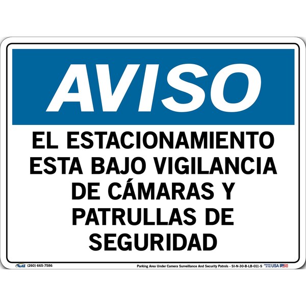 Vinyl Label Sign, 9-1/2" Height, 12-1/2" Width, Vinyl Label, Rectangle, Spanish